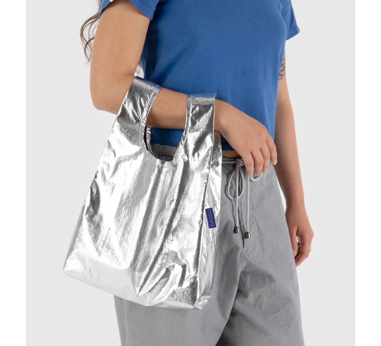Baggu / Baby Baggu Metallic Silver 2 Baggu / Baby Baggu Metallic Silver - Image 2