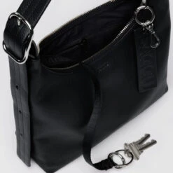 Mini Recycled Leather Shoulder Bag -Baggu Lifestyle Cheap Store Mini Leather Shoulder Bag Recycled Leather Black 3