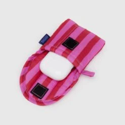 Puffy Earbuds Case -Baggu Lifestyle Cheap Store Puffy Earbuds Case Ripstop Red Pink Stripe 3