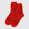 Red Happy Face Crew Socks